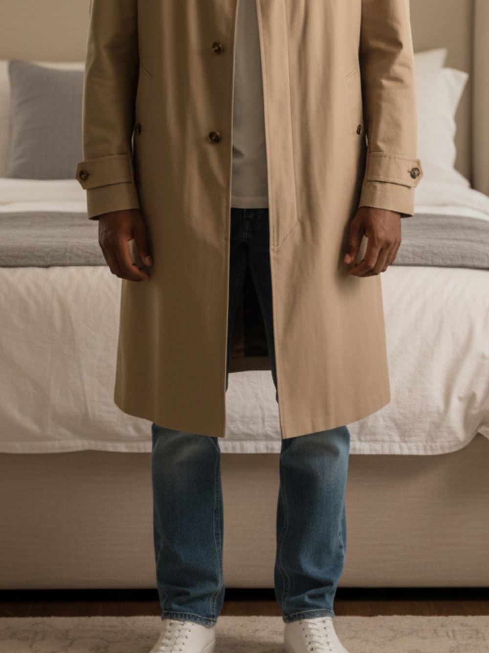 London Fog Beige Trench Coat Label Detail